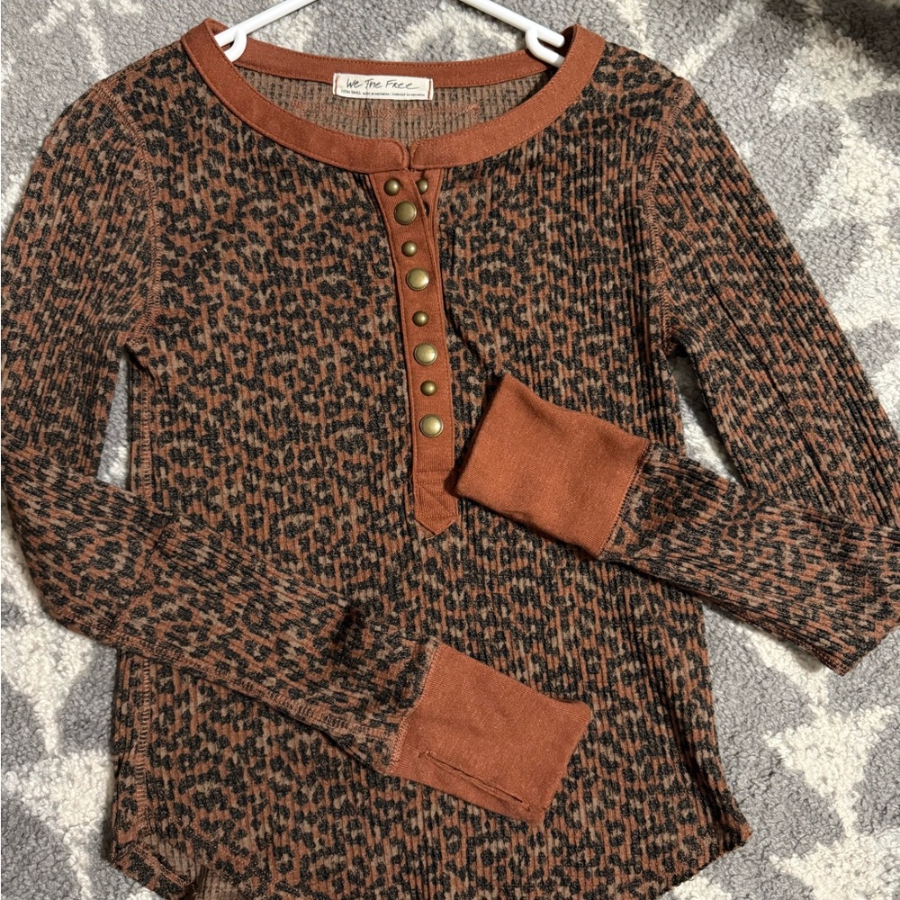 We The Free Long Sleeve Shirt in Brown and Black